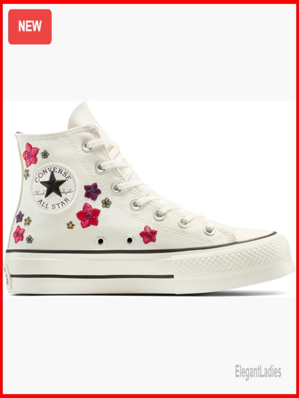 Women's Platform High Top Sneakers with Floral Design, Fashion Sneakers